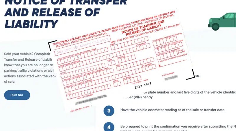 California NRL Notice of Transfer Release of Liability